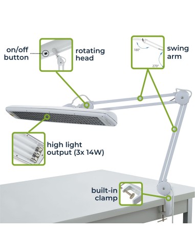 SCHREIBTISCHLAMPE - 3 x 14 W - WEIß