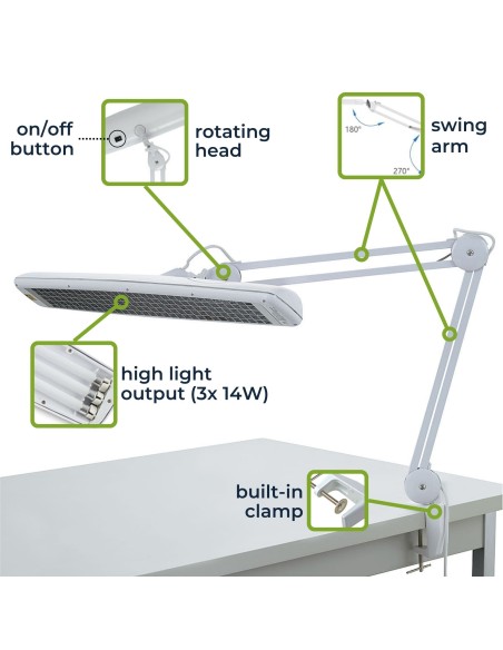 SCHREIBTISCHLAMPE - 3 x 14 W - WEIß