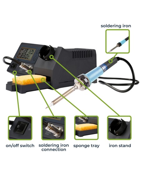 SOLDERING STATION WITH LCD & CERAMIC HEATER - 48 W - 150-450 °C
