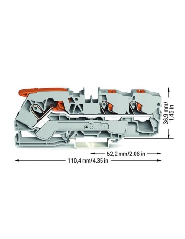3-conductor through terminal block with lever...
