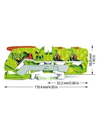 3-conductor ground terminal block with lever...