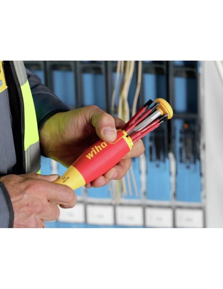 Wiha Tournevis avec magasin d'embouts LiftUp electric Phillips, PlusMinus/Pozidriv, fente avec 6 slimBits (38611)