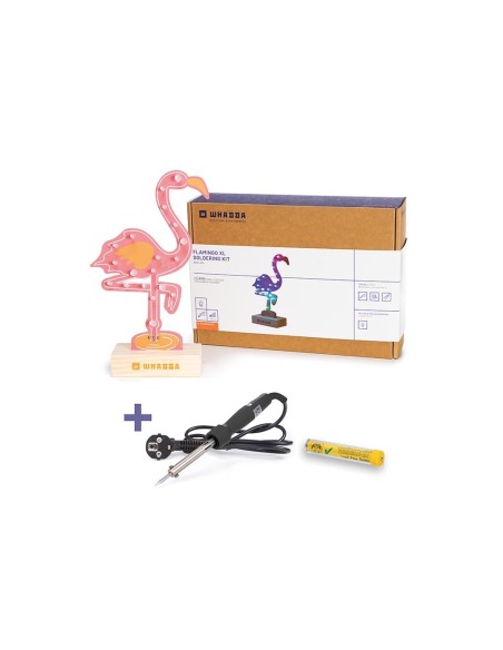 XL flamingo soldeer kit, promo set met gratis soldeerbout en soldeertin, educatief en creatief DIY elektronica project