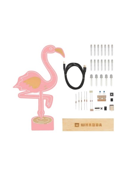 XL flamingo soldering kit, promo set with free soldering iron and soldering tin, educational and creative DIY electronics projec
