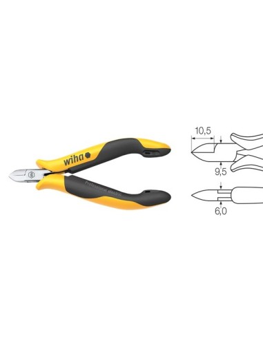 Wiha Zijkniptang Professional ESD smalle, halfronde kop met kleine facet (26826) 115 mm