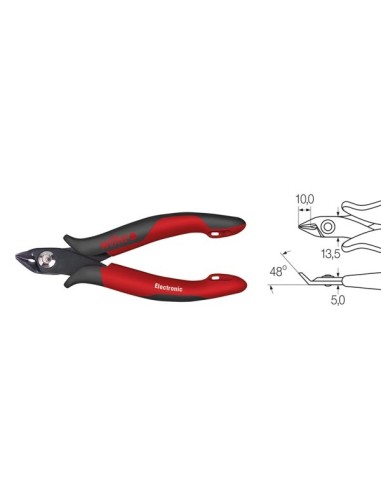 Wiha Oblique cutting nippers Electronic wide, pointed head without bevelled edge (26833) 128 mm