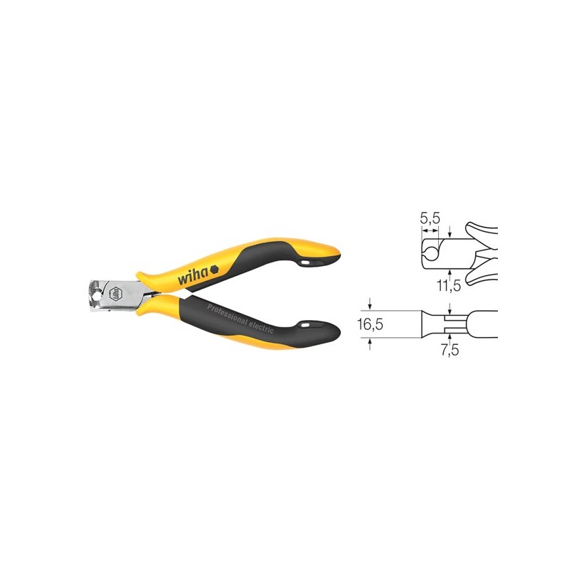 Wiha End cutting nippers Professional ESD wide head with small bevelled edge (26840) 115 mm