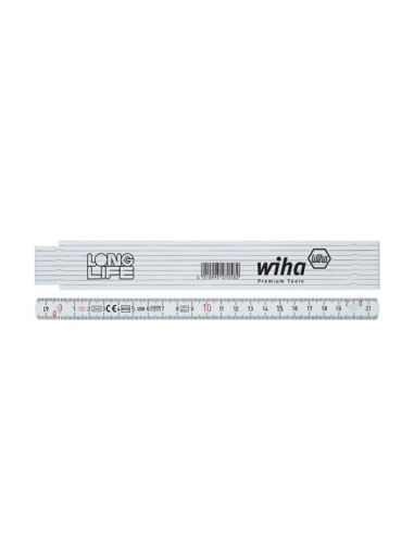 Wiha Metro plegable Longlife® de 2 m métrico, de 10 eslabones (27057) blanco