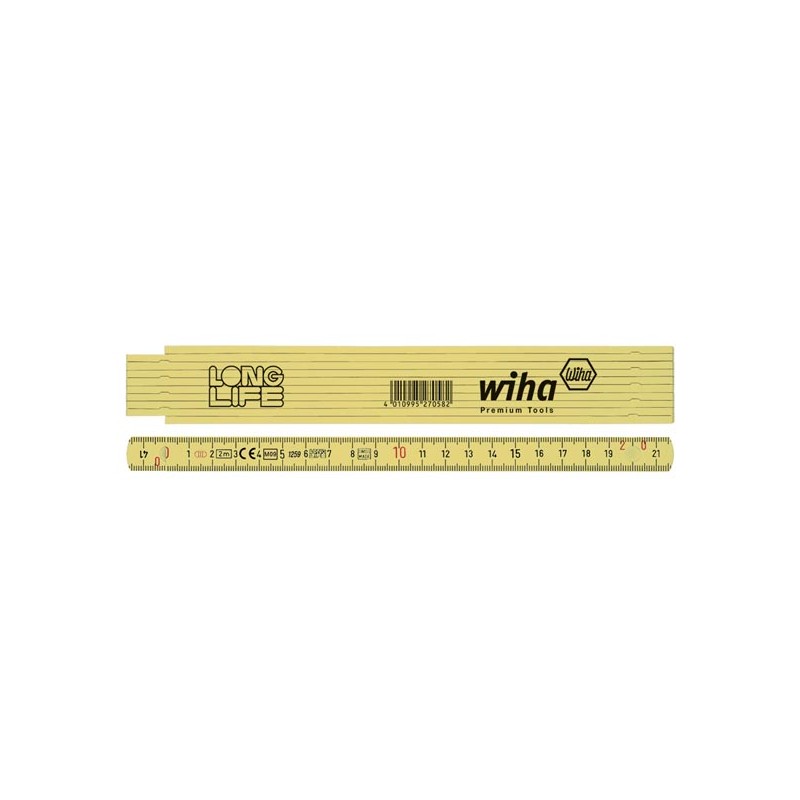 Wiha Metro plegable Longlife® de 2 m métrico, de 10 eslabones (27058) amarillo