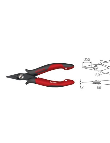 Wiha Needle nose pliers Electronic narrow, short head straight form in blister pack (27326) 135 mm