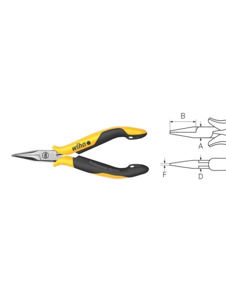 Wiha Needle nose pliers Professional ESD straight in blister pack (27329) 120 mm