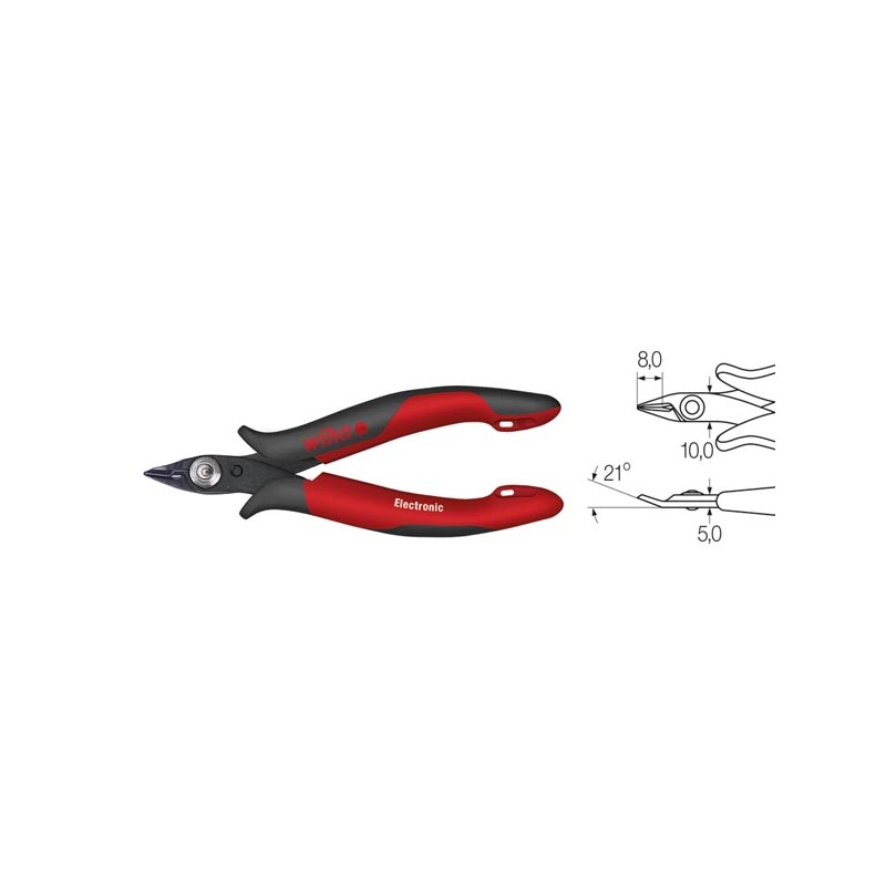 Wiha Diagonal cutters Electronic narrow, pointed head and wire trapping spring without bevelled edge (27390) 128 mm