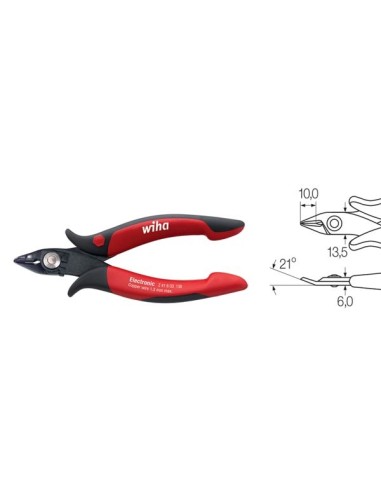 Wiha Diagonal cutters Electronic wide, pointed head and wire trapping spring without bevelled edge (27395) 138 mm