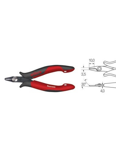 Wiha Oblique end cutting nippers Electronic very narrow, short head without bevelled edge in blister pack (27397) 118 mm