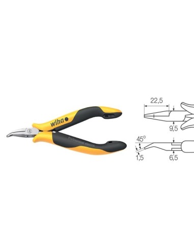 Wiha Flachrundzange Professional ESD gebogene Form, ca. 45° in Blister (27439) 120 mm