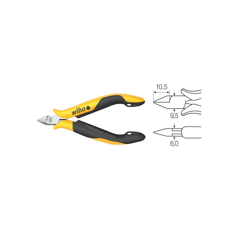 Wiha Diagonal cutters Professional ESD narrow, pointed head with small bevelled edge (27443) 115 mm