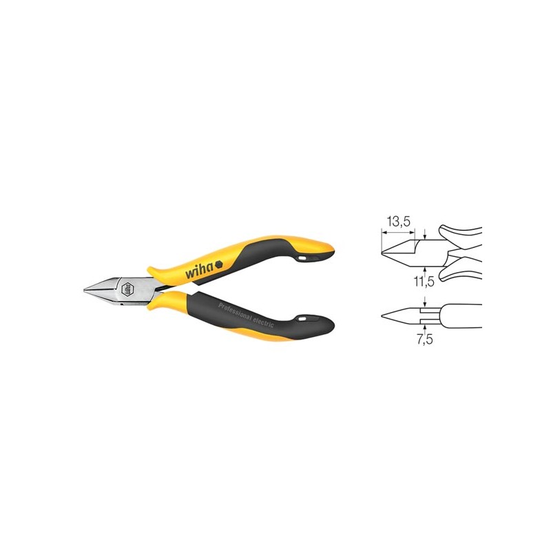 Wiha Diagonal cutters Professional ESD wide, pointed head with bevelled edge (27444) 115 mm