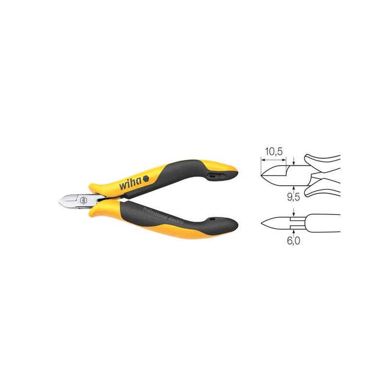 Wiha Diagonal cutters Professional ESD narrow, semi-rounded head with small bevelled edge (27447) 115 mm