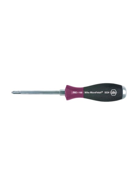 Wiha Tournevis MicroFinish Phillips avec lame six pans continue et avec disque de frappe (29149) PH1 x 80 mm
