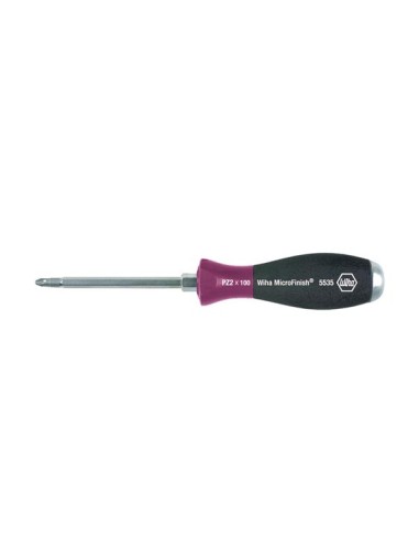 Wiha Screwdriver MicroFinish® Pozidriv with one-piece hexagonal blade and solid steel cap (29158) PZ1 x 80 mm