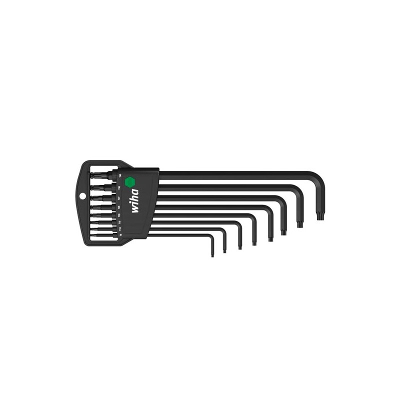 Wiha L-key set in Classic holder TORX® ball end, 8-pcs. in blister pack, black oxidised (32395)