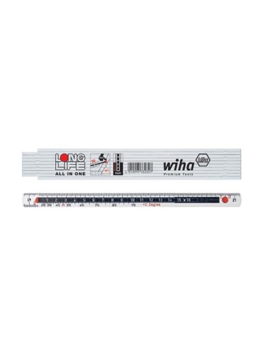 Wiha Metro plegable Longlife® All in One de 2 m métrico, de 10 eslabones (33232) blanco