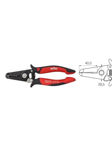 Wiha Stripping pliers Electronic Stripping points 0.4-1.3 mm (33472) 165 mm