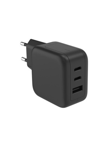 Cargador USB rápido con tecnología GaN Fast - 3 salidas - USB-A y 2 x USB-C - 67W