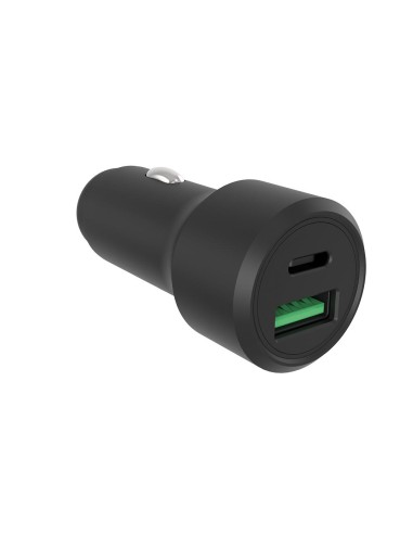 Cargador USB para coche - carcasa de aluminio - 2 salidas - USB-A & USB-C - 38W