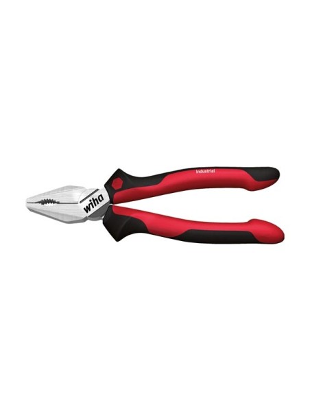 Wiha Combination pliers Industrial with DynamicJoint® and OptiGrip with extra long cutting edge in blister pack (34307) 180 mm