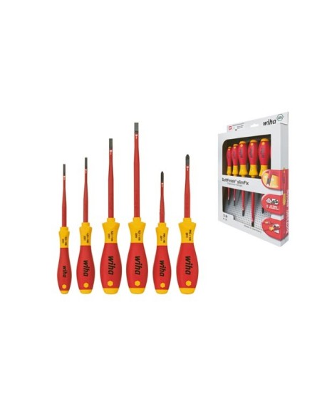Wiha Screwdriver set SoftFinish® electric slimFix Slotted, Phillips 6-pcs. (35389)