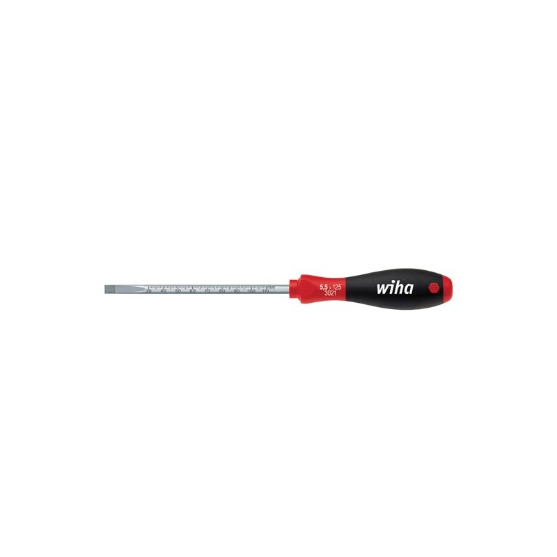 Wiha Screwdriver SoftFinish® Slotted with round blade and lasered mm scale (35397) 5,5 mm x 125 mm