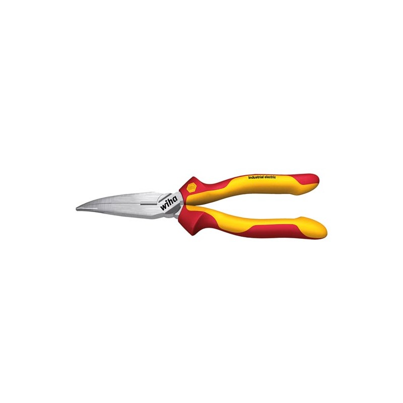 Wiha Industrial electric needle nose pliers with cutting edge curved shape, approx. 40° (35462) 200 mm