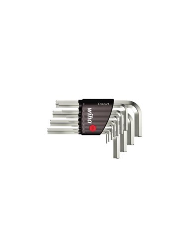 Wiha L-key set in Compact holder Hexagon short, brilliant nickel-plated 11-pcs. (36449)