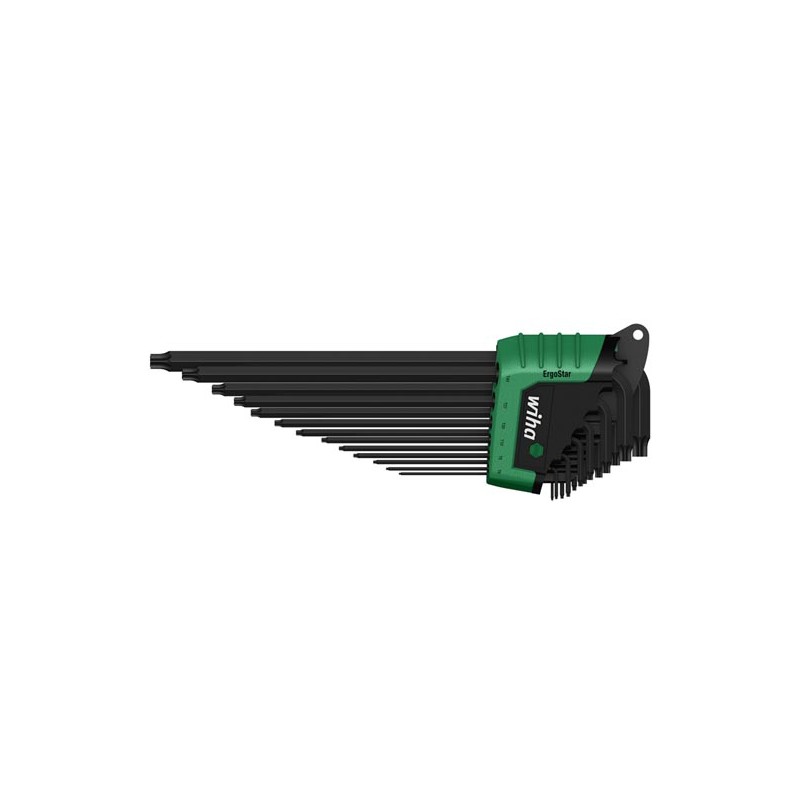 Wiha L-key set in ErgoStar holder TORX® MagicSpring®, 13-pcs., black oxidised (36503)