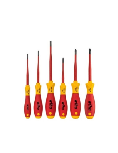 Wiha Schraubendreher Set SoftFinish® electric slimFix Schlitz, Phillips, PlusMinus/Pozidriv 6-tlg. (38362)