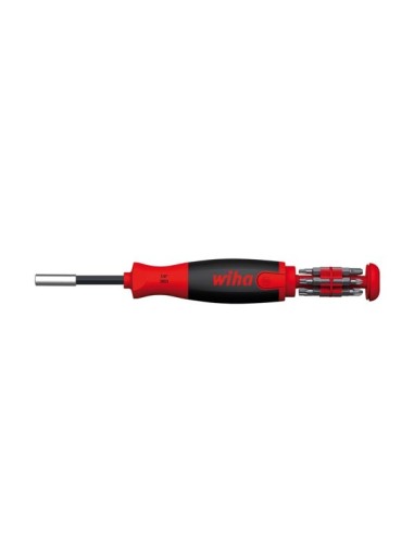 Wiha Screwdriver with bit magazine LiftUp 25 magnetic assorted with 12 bits, 1/4" (38600)