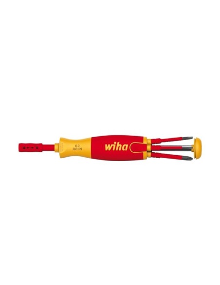 Wiha Screwdriver with bit magazine LiftUp electric Slotted, Phillips with 6 slimBits (38610)