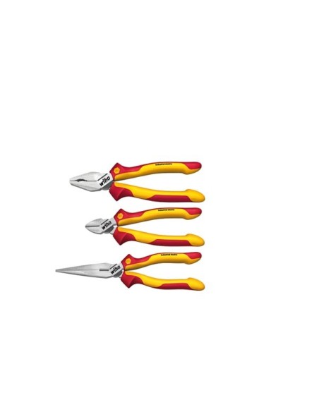 Wiha Pinces jeu Industrial electric Pince universelle, pince demi-ronde, pince coupante diagonale 3 pcs (38637)