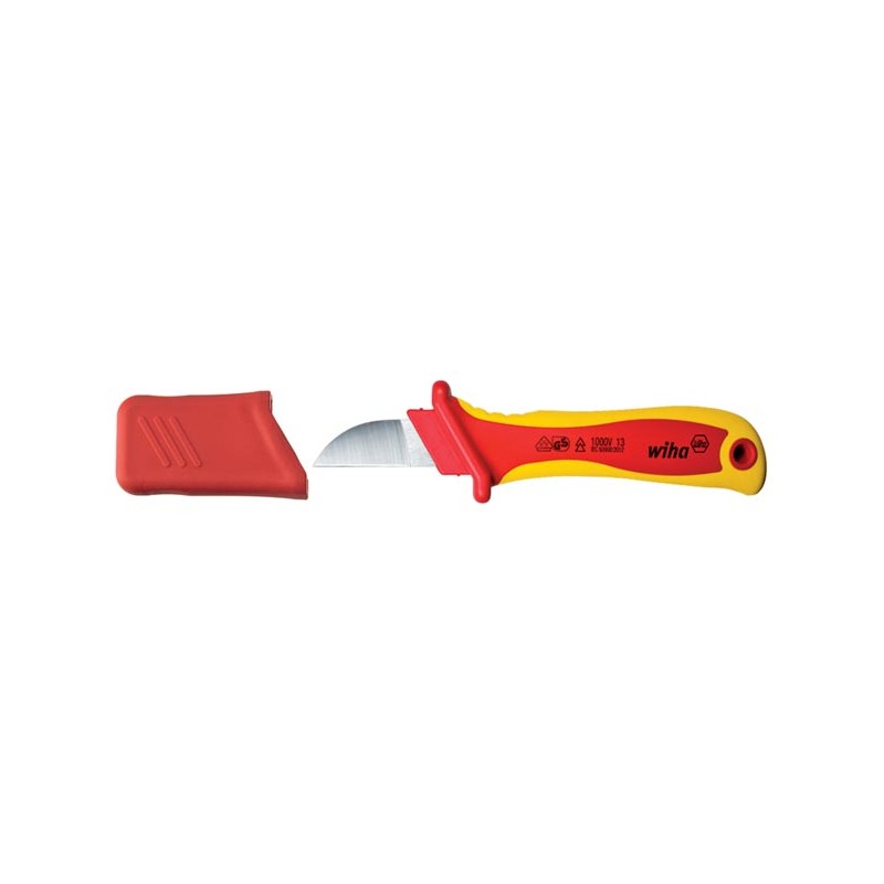 Wiha Cable stripping knife straight cutting edge for round cables in blister pack (38798) 200 mm