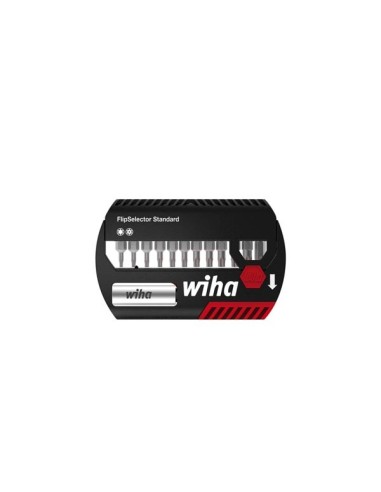 Wiha Bit Set FlipSelector Standard 25 mm TORX® Tamper Resistant (mit Bohrung) 13-tlg. 1/4" mit Gürtelclip in Blister (39057)