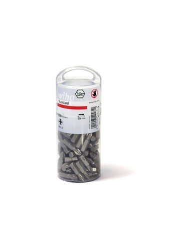 Wiha Bit Standard de 25 mm Phillips (PH2), de 100 unid., de 1/4" en envase grande (40461)