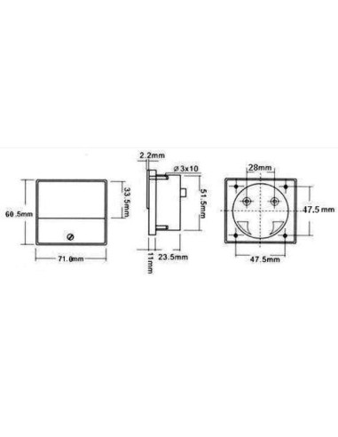 ANALOGE PANEELMETERVOOR DC SPANNINGSMETINGEN 15V DC / 70 x 60mm