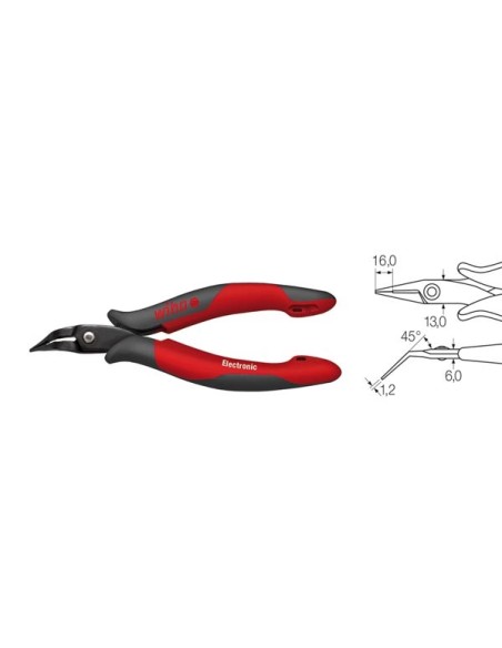 Wiha Needle nose pliers Electronic Narrow, long head, curved about 40° in blister pack (41222) 158 mm