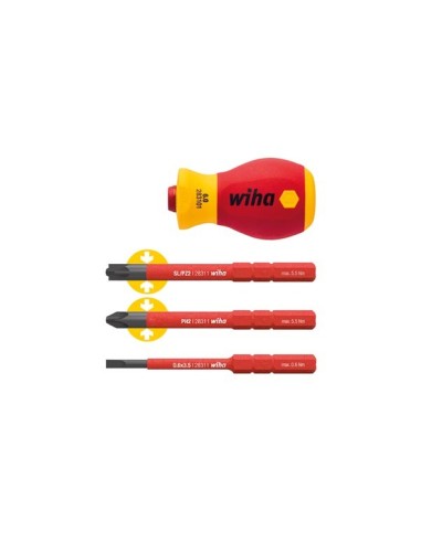 Wiha Screwdriver with bit holder set SoftFinish® electric slimVario® Stubby, 4-pcs. (41230)