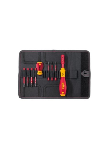 Wiha Screwdriver and bit set slimVario® screwdriver Slotted, Phillips, Pozidriv, 9-pcs. in bag (41232)