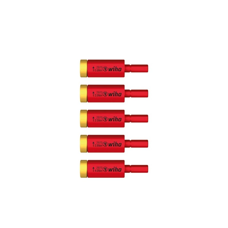 Wiha Jeu d'adaptateurs dynamométriques easyTorque electric  pour slimBits et étui slimVario®, 5 pcs sous blister (41479)