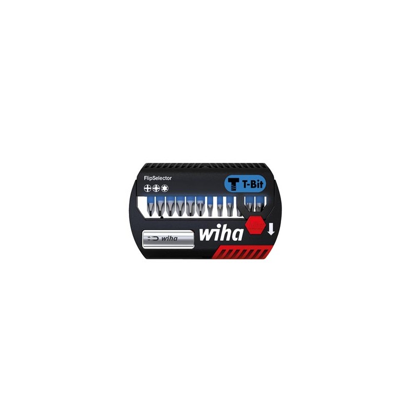 Wiha FlipSelector T bit set, 25 mm Phillips, Pozidriv, TORX®, 13-pcs., 1/4" (41824)