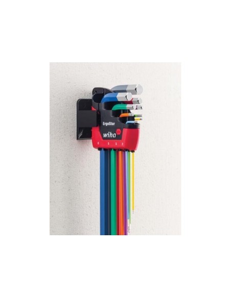 Wiha Stiftschlüssel Set im ErgoStar Halter Sechskant-Kugelkopf MagicRing® 9-tlg. farbig leuchtend (41979)