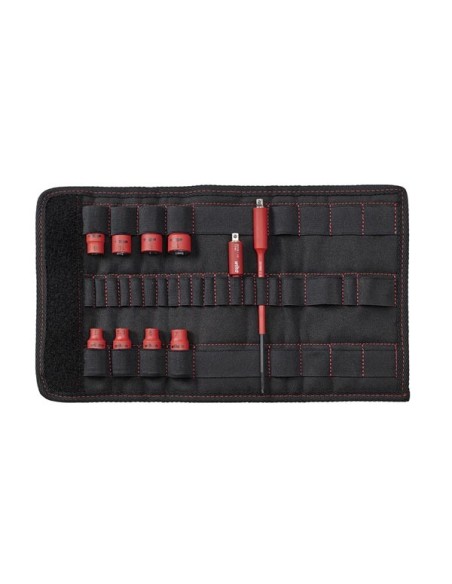 WIHA - TORQUEVARIO®-S ELECTRIC NUT DRIVER INSERT 1/4" SET - 10 pcs with adapters in folding bag